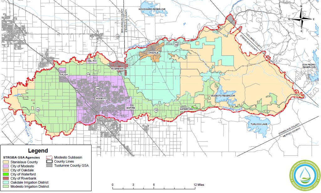 Map of Modesto Subbasin Agencies